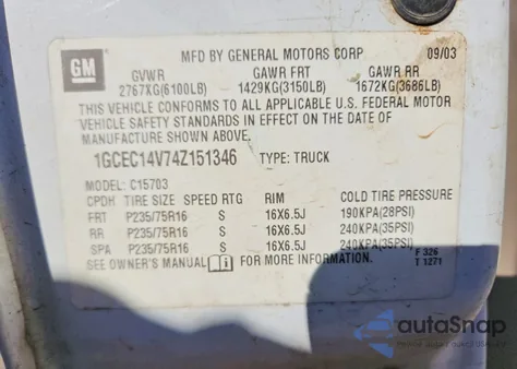 2004 Chevrolet Silverado C1500 z USA, uszkodzony, nr VIN 1GCEC14V74Z151346